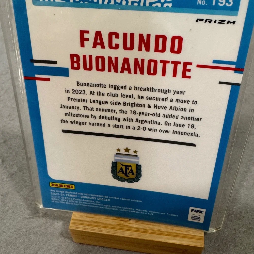 Panini Donruss Optic Soccer Facundo Buonanotte Argentina Blue Cracked Ice Rookie